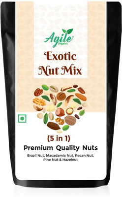 Agile Organic Exotic Nut Mix 100g | Premium Mixed Nuts |Mix nuts 100gm Hazelnuts, Pecans, Brazil Nuts, Pine Nuts, Macadamia Nuts(1 x 100 g)