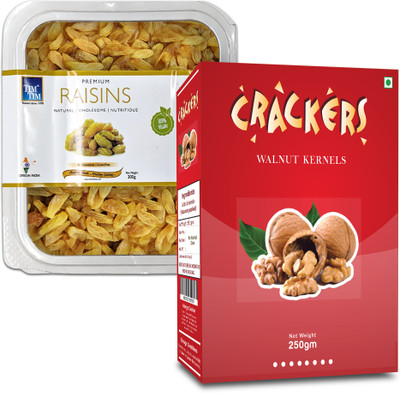 Tim Tim Combo of Premium Raisins & Cracker Walnuts I Dry Fruits Healthy & Tasty Raisins(2 x 250 g)