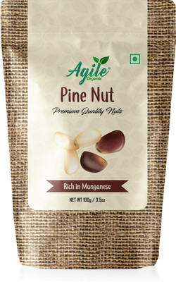 Agile Organic Pine Nuts Without Shell - 100gm | Chilgoza Dry Fruit Pine Nuts(1 x 100 g)