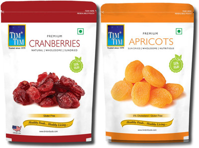 Tim Tim Premium Cranberries 250g and Premium Apricot200g, Cranberries(2 x 225 g)