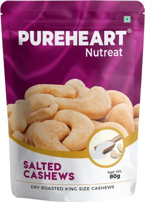 PUREHEART Roasted Salted Kaju Dry Fruit, Premium Salted Whole Nuts Cashews(80 g)