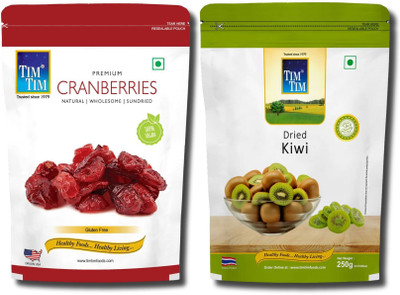 Tim Tim Premium Cranberries 250g and Dried Kiwi 250g,, Cranberries(2 x 250 g)