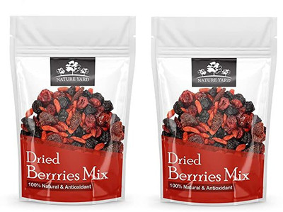 NATURE YARD Berries mix - 300gm - Mix of Dried Cranberry, Blueberry, Goji berry & Strawberry Assorted Fruit(2 x 150 g)