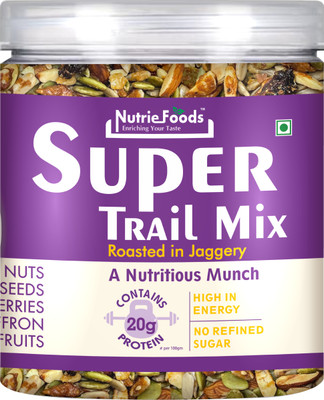 Nutriefoods Super Trail Mix- Roasted in Jaggery, Saffron w/ Blend of Dried Fruits & Berries Assorted Seeds & Nuts(1 x 250 g)