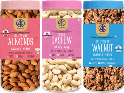 41 foods Dry fruits combo pack of kaju badam akhrot 450 GM Cashews, Almonds, Walnuts(3 x 150 g)