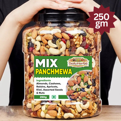 DAILYHERBS Mix Dry Fruit | Panchmeva | 250gm | AA+ Almonds, Cashews, Raisins, Apricots, Assorted Seeds & Nuts(1 x 250 g)