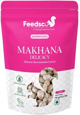 Feedsco Raw & Plain Phool Makhana Healthy Snacks | Lotus Seeds | Vegan, Gluten-Free Fox Nut(75 g)