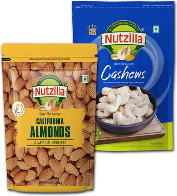 KB's NUTZILLA Almond And Cashew Plain Combo Pack Almonds, Cashews(2 x 250 g)