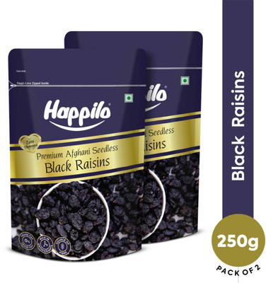 Happilo Premium Afghani Seedless Black Raisins(2 x 250 g)