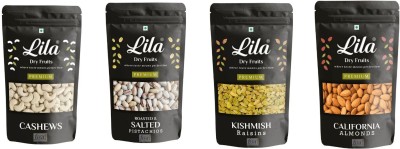 lila dry fruits Almond(200gm), Cashew (200gm), Pistachios (200gm) & Green Raisin(200 gm) Combo Almonds, Cashews, Pistachios, Raisins(4 x 200 g)