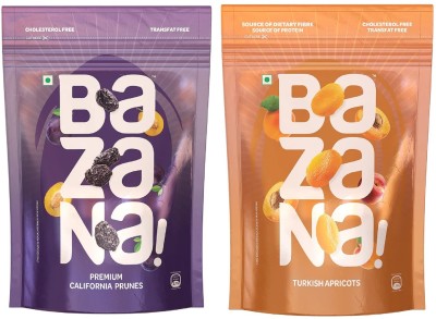 Bazana Premium Seedless Dried Prunes & Apricots Antioxidant-Rich Combo of Apricot & Prunes(2 x 200 g)