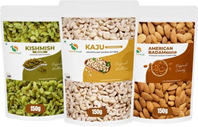 Sapphire Foods 150 Gram Each : Kishmish Kaju American Badam Premium Healthy Dry Fruit Combo | Raisins, Cashews, Almonds(3 x 150 g)