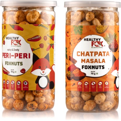Healthy Fox Roasted & Flavoured Peri Peri_Chatpata Makhana-Jar, Crispy & Healthy Fox Nut(2 x 70 g)
