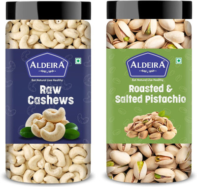 Aldeira Natural Cashews 250gm + Pistachios 250gm (500gm) Dry Fruits Combo (250g Each) Cashews, Pistachios(2 x 250 g)