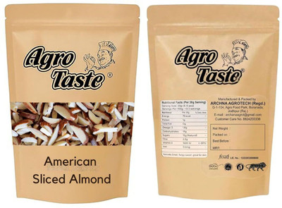 Agro Taste American Sliced Almonds | High in Fiber | Real Nuts | Whole Natural Badam Almonds(1 x 250 g)