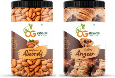 Organic Grocery California Almonds (500g) and Anjeer Figs (500g) 1000g Dry Fruits Combo Pack Figs, Almonds(2 x 500 g)