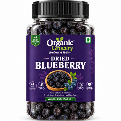 Organic Grocery Dried Blueberries Blueberry - Healthy Snack, Ready to Eat Berries, Fiber Rich Blueberry(1 x 250 g)
