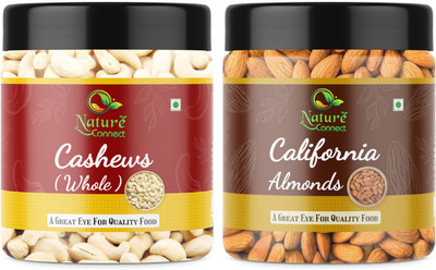 NATURE CONNECT Dry Fruits Combo For Diwali Deepawali Gift Pack For Family and Friends Jar Pack Cashews, Almonds(2 x 250 g)