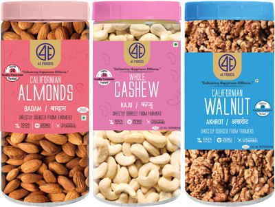 41 foods Premium Dry Fruits Combo Pack of Crunchy 3 Kaju Badam Akhrot 300g | Almonds, Cashews, Walnuts(3 x 100 g)