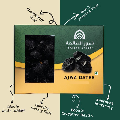 SALIAH DATES Natural Handpicked Ajwa Dates | Soft Dried Healthy Snacks | Dates(1 x 500 g)