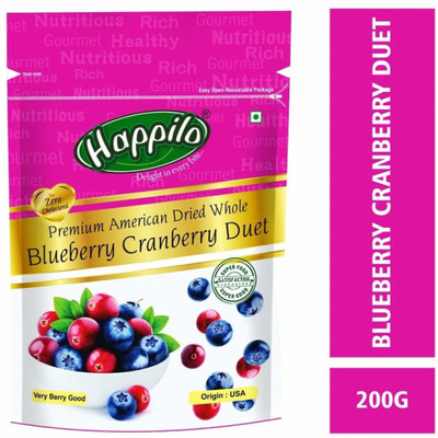 Happilo Premium Dried Whole Blueberry Cranberry Duet Assorted Nuts(1 x 200 g)