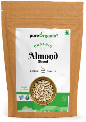 Pure Organio Organic Almond Slices - Badam Flakes Indian Organic Certifed NPOP Almonds(1 x 50 g)