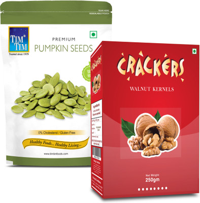 Tim Tim Combo of Premium Pumpkin Seeds and Crackers I Tasty and Healthy Assorted Seeds & Nuts(2 x 250 g)