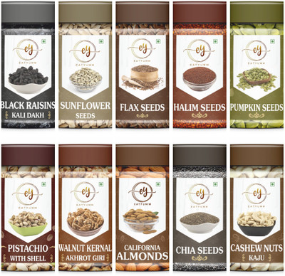 eatyumm Special Combo Of Nuts&Seeds|Combo of 10|Daily Use|Immunity Booster|ValuePack of Assorted Seeds & Nuts(10 x 140 g)