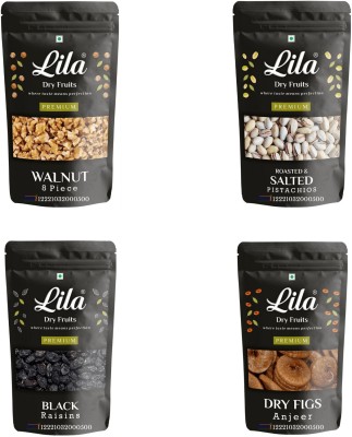 lila dry fruits Walnut(100gm), Pistachios(100gm), Figs(100gm), Black Raisin(100gm) Combo Walnuts, Pistachios, Figs, Raisins(4 x 100 g)