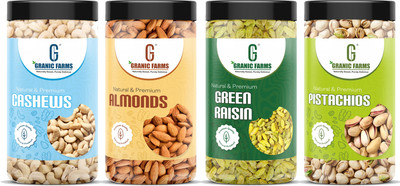 GRANIC FARMS Dry Fruits Combo Pack Of | Kaju Badam Pista Kishmish 600 GM| Almonds, Cashews, Pistachios, Raisins(4 x 150 g)