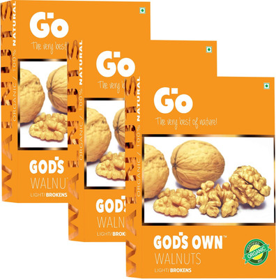 Go Organic Light Broken Walnuts kernels 750g Walnuts(3 x 250 g)