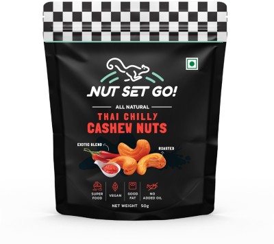 Nut Set Go! Thai Chilly Cashew Nuts, 50 Gms (Pack of 3) Cashews(3 x 50 g)