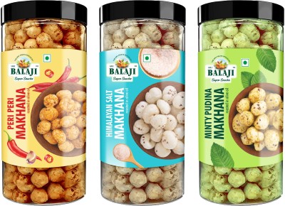 Lali Balaji Flavored Makhana Combo 270g (90g each) Peri Peri, Himalayan Salt & Minty Pudina Fox Nut(3 x 90 g)