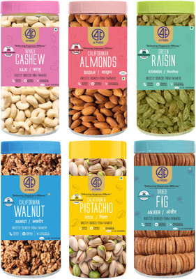 41 foods Dry fruits combo pack of Healthy 6 Badam Anjeer Kaju Akhrot Pista Kishmish 900GM Almonds, Pistachios, Cashews, Raisins, Walnuts, Figs(6 x 150 g)