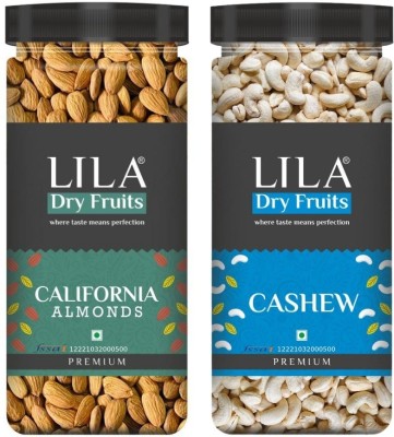 lila dry fruits California Almonds(100gm) & Cashews(100 gm) | Kaju Badam | Jar Pack (100gm Each) Cashews, Almonds(2 x 100 g)