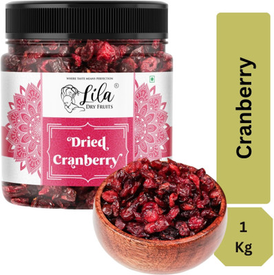 lila dry fruits Premium Californian Dried and Sweet Sliced Cranberries 1Kg Jar Pack Cranberries(1 x 1 g)