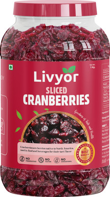 LIVYOR Premium Sliced Cranberries | Natural Dried Cranberries(1 x 1 kg)