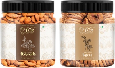 lila dry fruits Nutritious & Delicious Afghani Anjeer-California Almond Combo Jar Pack 100geach Almonds, Figs(2 x 100 g)