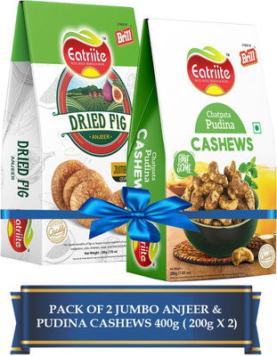 Eatriite Anjeer (FIG) Jumbo & Pudina Cashew W240 Pack Of 2 Assorted Nuts(2 x 200 g)