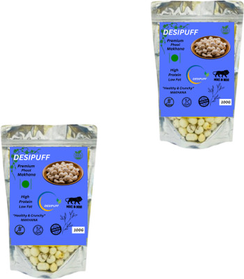 desipuff MAKHANA 200G / PREMIUM MAKHANA / PLAIN MAKHANA 200G pack of 2 (200g) Fox Nut, Hazelnuts(2 x 100 g)