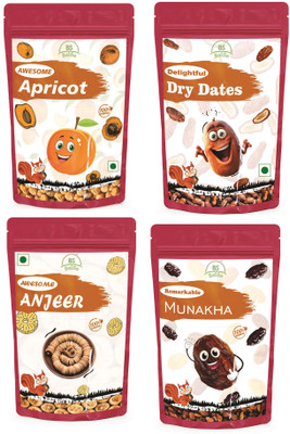 BalSo DryFruit Combo Anjeer 200g Apricot 200g Drydate 200g And Munakka 200g 800g Almonds(4 x 200 g)
