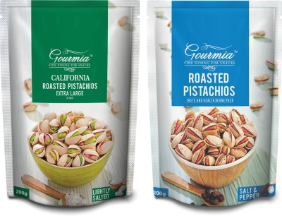 Gourmia Roasted Pistachios Extra Large Lightly Salted + Roasted Pistachios Salt & pepper (Each 200g) Pistachios(2 x 200 g)