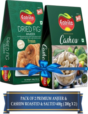 Eatriite Anjeer (FIG) Normal & Cashew W240 Roasted & Salted Pack Of 2 Assorted Nuts(2 x 200 g)