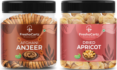 FreshoCartz Dry Fruits Combo | Figs and Apricots 250gm Each | Anjeer Khurbani Combo Figs, Apricots(2 x 250 g)