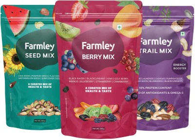 Farmley Trail Mix Dry Fruits 200g, Dried Berry Mix 200g, Seed Mix 200g, Total 600g Combo(3 x 200 g)