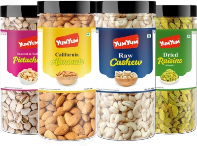 YUM YUM Premium Dry fruit Combo Pack 1Kg - Badam, Kaju, Pistachio & Kishmish 250g Each - Almonds, Cashews, Pistachios, Raisins(4 x 0.25 kg)