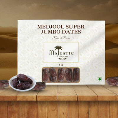 Majestic Medjool Majestic Super Jumbo Medjool Dates 1kg – Premium, Sweet & Nutritious Dates(1 x 1 kg)