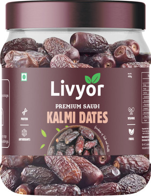LIVYOR Premium Saudi Kalmi Dates | Khajoor | Khajur Dry Fruits | No Added Sugars Dry Dates(1 x 400 g)