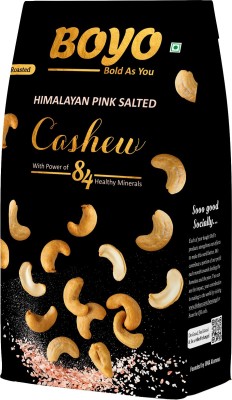 BOYO Roasted Cashew Nuts 200 gms Himalayan Pink Salted & Crunchy Kaju - Low Sodium, Oil Free, Roasted By Dry Roasting Technique Cashews(200 g)