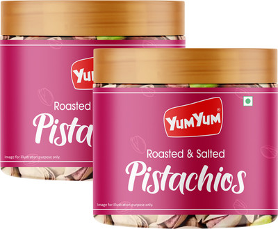 YUM YUM Premium Roasted & Salted Pistachio Nut 400g Jar (Pack of 2 - 200g Each) Pistachios(2 x 200 g)